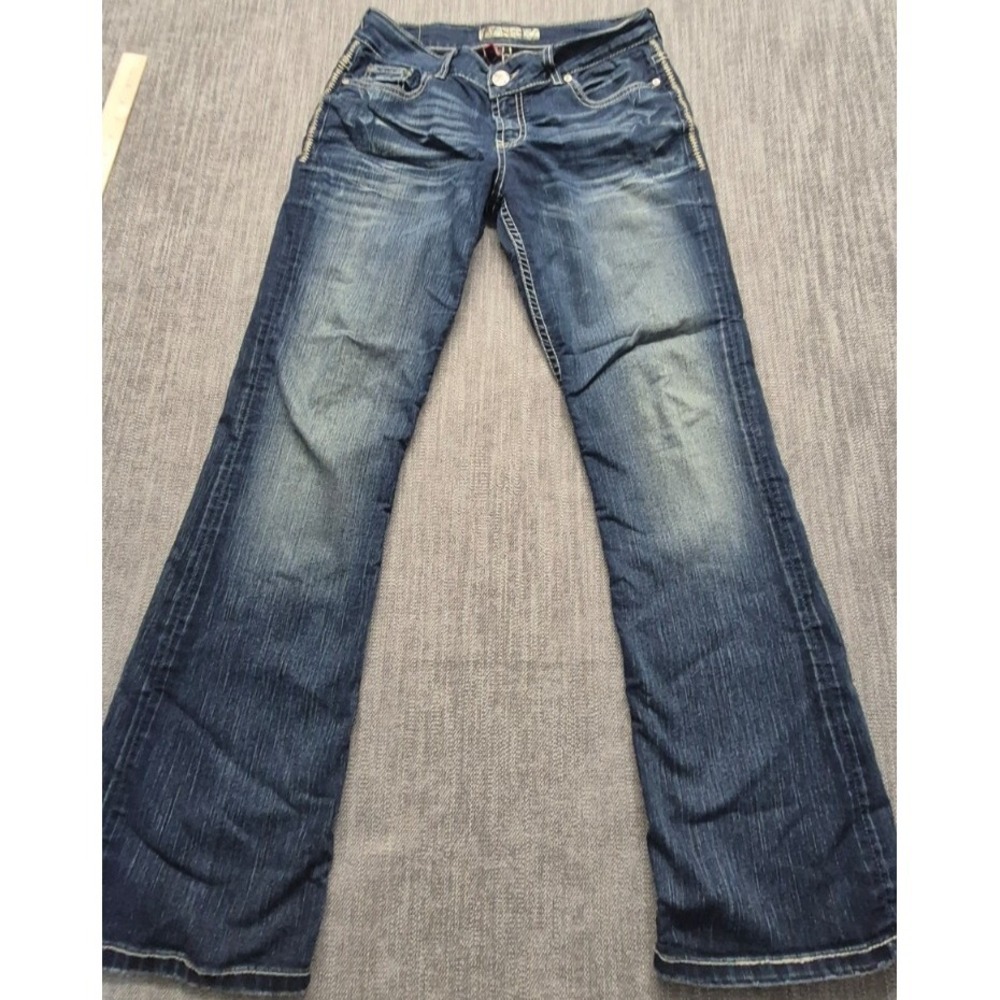 BKE Culture women's denim blue jeans 27x31.5 stretch wide legs Cotton blend